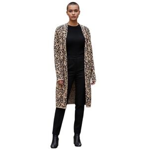 JM Collection Women's Cardigan Long Sleeve Animal Print Open Front Petite/Petite
